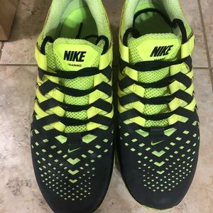 Neon green & black nike tennis shoes!